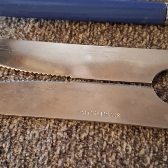 Table Knives blue plastic handle stainless China 4 - Picture 2 of 5
